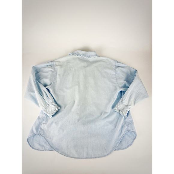 90s Womens Ralph Lauren Polo Country Denim Pleaded Button Up Shirt Western SZ 10 - Picture 13 of 14